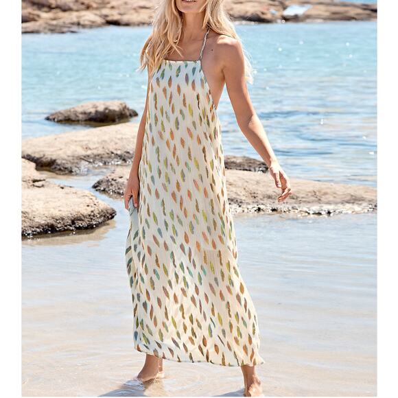 PilyQ PQ Chantel Halter Cover Up Midi Maxi Dress in Celestial Multi M/L - Picture 1 of 10
